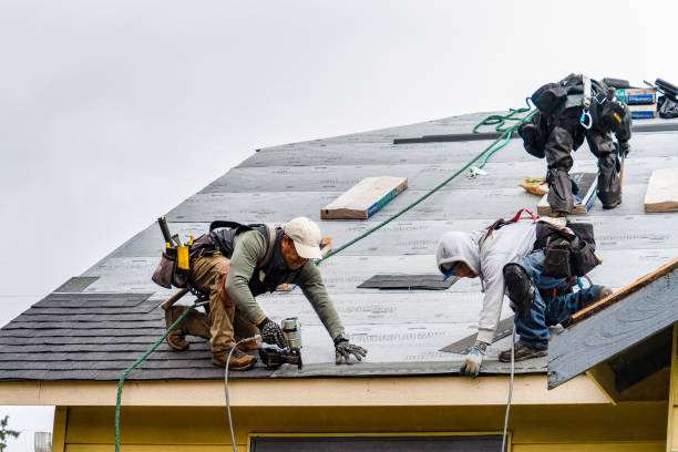 Professional Gutter Installation technician working in Easthampton, MA